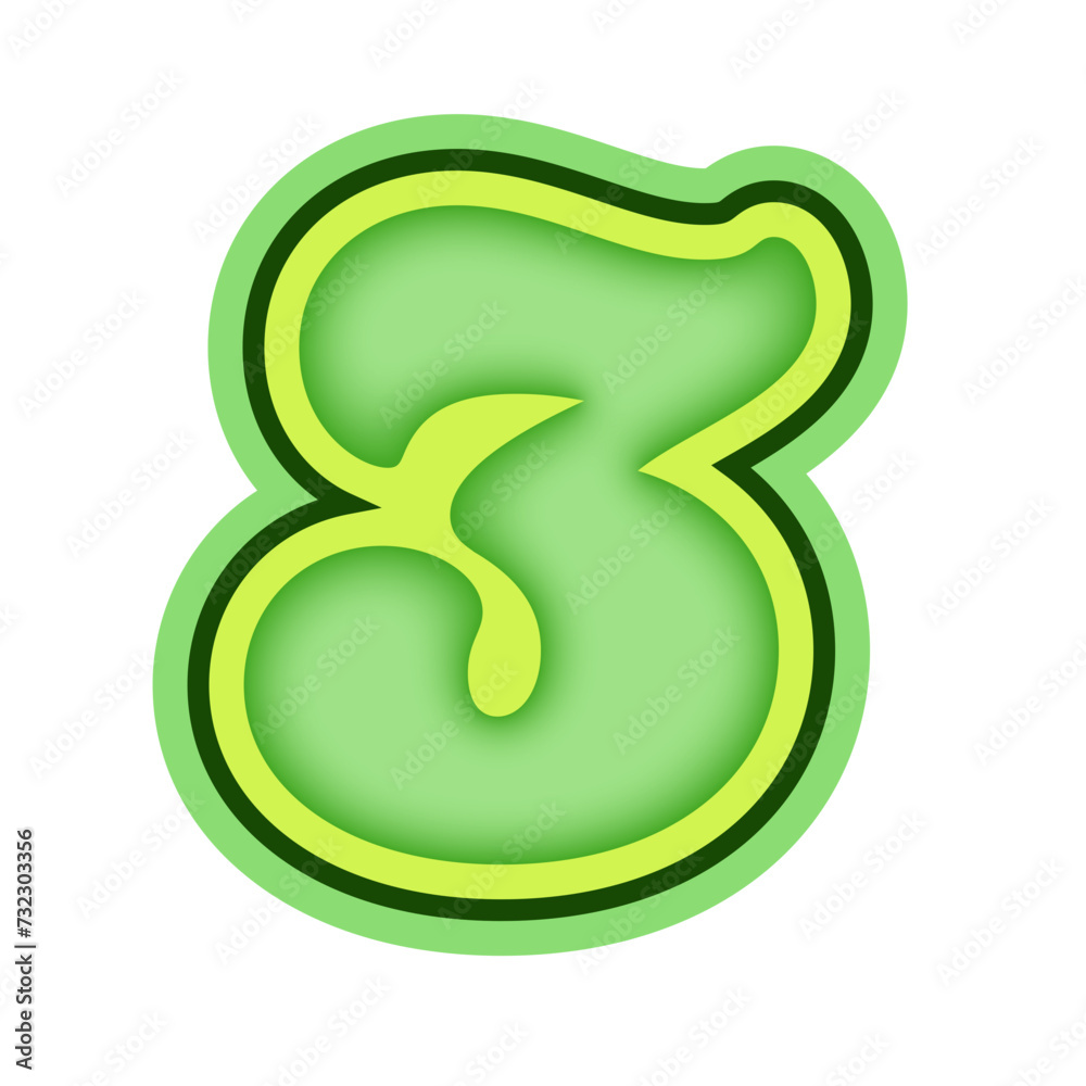 Fototapeta premium Green Alphabet Number 3