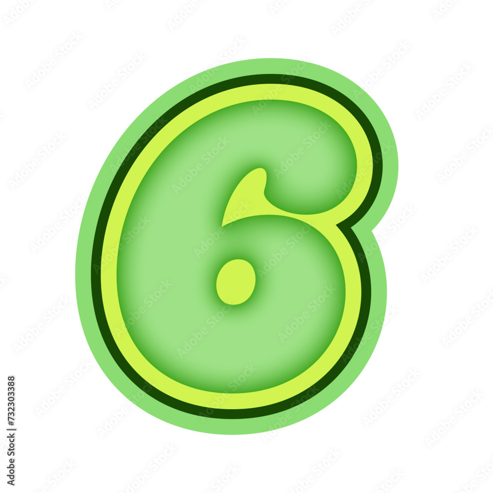 Green Alphabet Number 6