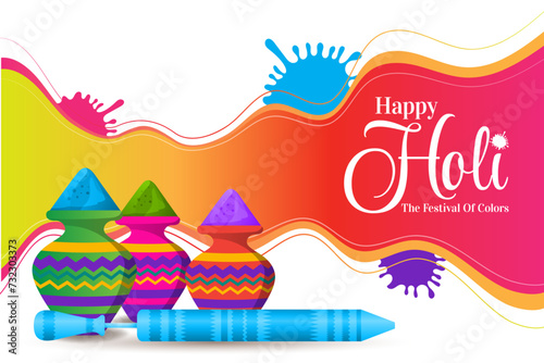 colorful happy holi hindu festival celebration greeting with color splash vector