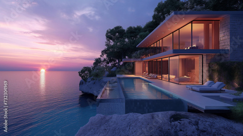 Sunset Sanctuary: Luxury Cliffside Villa Overlooking the Tranquil Sea