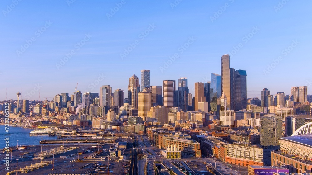 Seattle, Washington skyline in December