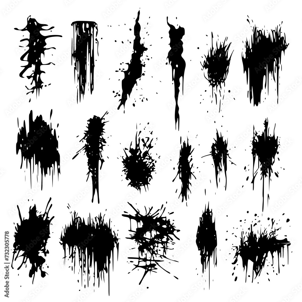 paint splatter svg, ink splatter svg, splatter silhouette, paint streak
