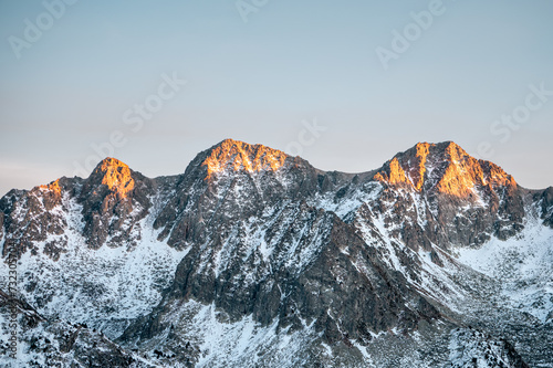 Mountains in the Pyrenees from the Grandvalira ski resort in Andorra photo