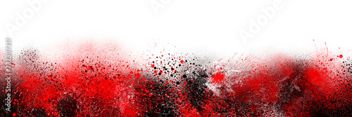the explosion of transparent red and black paint spray
