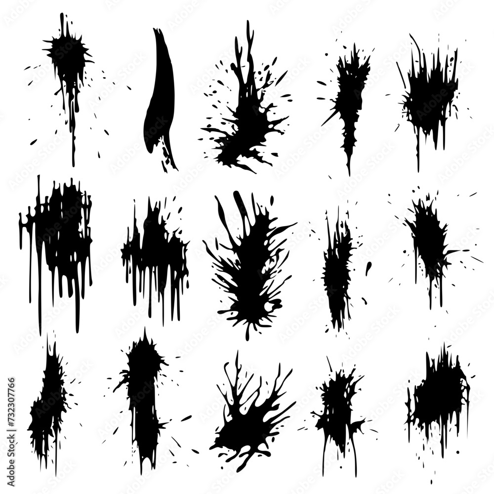 paint splatter svg, ink splatter svg, splatter silhouette, paint streak ...