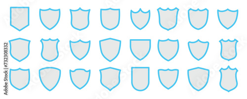 Shield icon set. Collection of high quality outline web pictograms in modern flat style. Black protect symbol for web design and mobile app on white background. Line logo EPS10 19