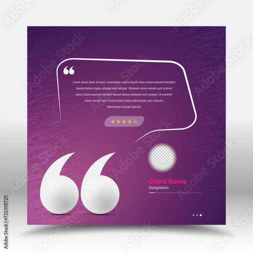 Minimalistic customer feedback and quotation presentation social media testimonial template design