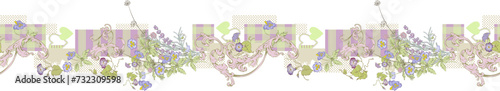 Victorian seamless floral border. Suitable for fabric, wrapping paper and the like