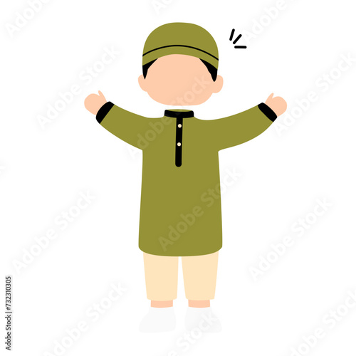 Cute muslim boy cartoon illustration