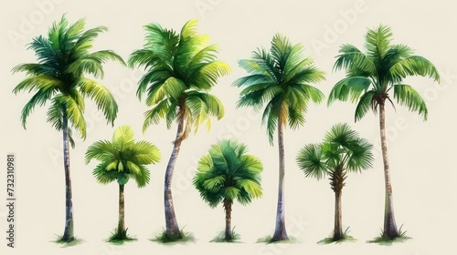 palm trees isolated on white background