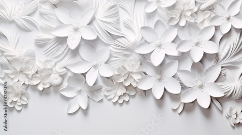 Beautiful delicate flowers on a white background. Abstract layout of a colored frame with space for text. A romantic feminine composition.The concept of International Women's Day, Mother's Day.