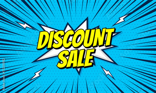 Discount sale in speech bubble cartoon style background