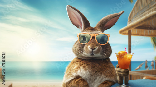 Creative composition. Easter bunny background