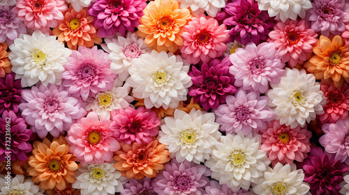 Flowers wall background with amazing red orange pink purple flowers