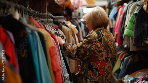 Shopping in a second-hand clothing store.