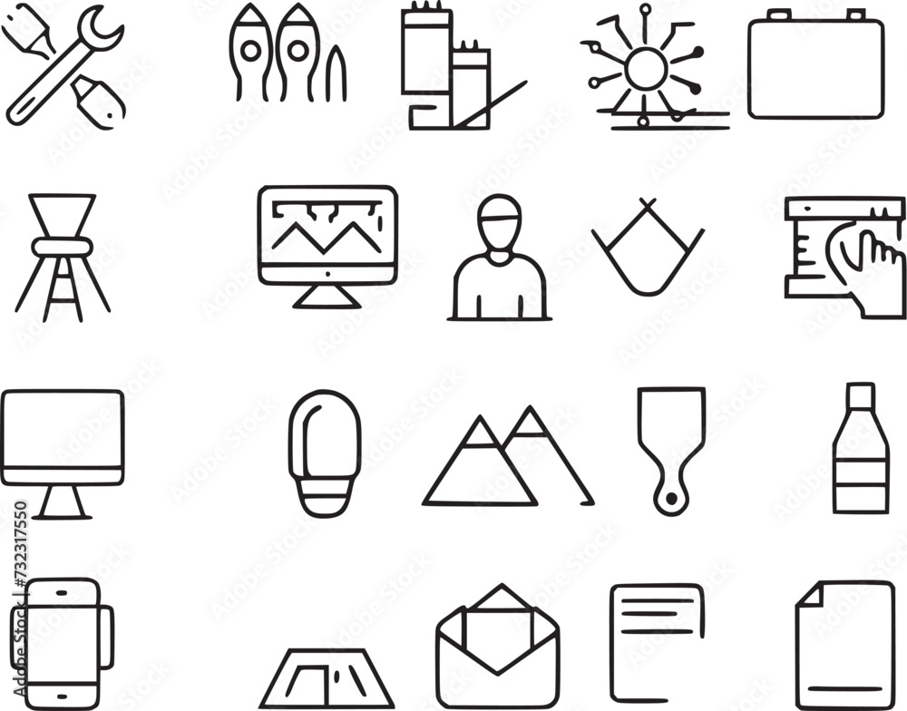 set of line icons of graphic design. set of line icons of graphic design.