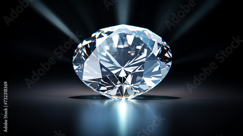 A single brilliant diamond shining against a black background