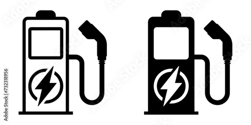 ofvs529 OutlineFilledVectorSign ofvs - electromobile charging station vector icon . fast charging point . isolated transparent . black outline and filled version . AI 10 / EPS 10 / PNG . g11872 photo