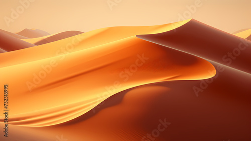 Sand dunes in desert landscape, 3d rendering of beautiful desert © xuan