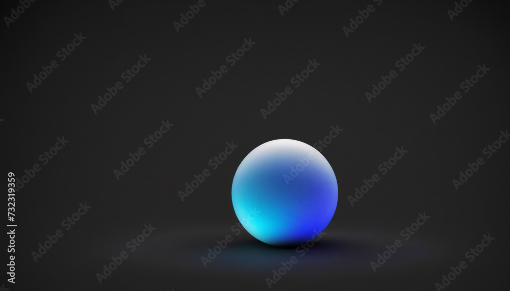 Blue white sphere color gradient abstract minimal background on black backdrop