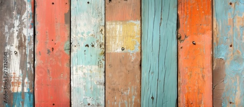 Close-up colorful wooden boards with wood stain.