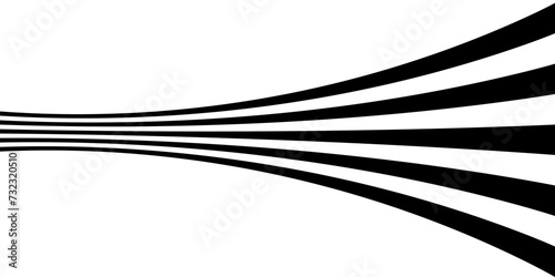 Abstract perspective wave line stripes with 3d dimensional effect isolated on white.