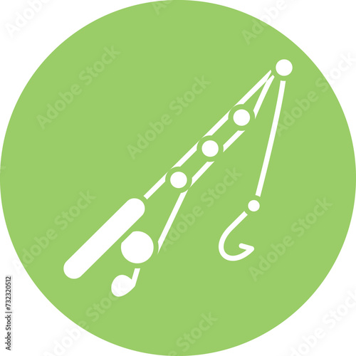 Fishing Line and Hook Icon Style