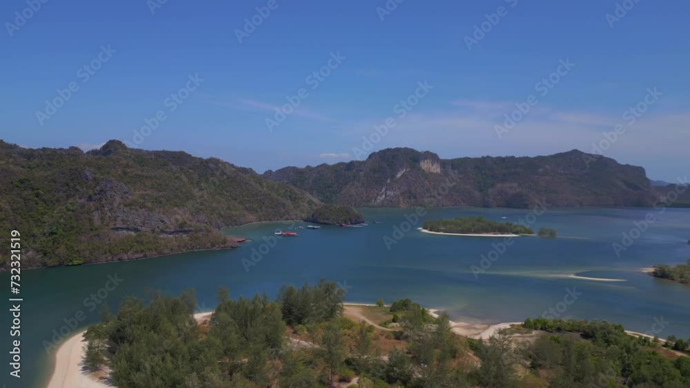Island Langkawi healthy ecosystem Beach. Nice aerial top view flight drone Island Langkawi healthy ecosystem Beach. Nice aerial top view flight drone