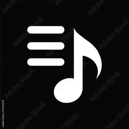music lyrics icon on black