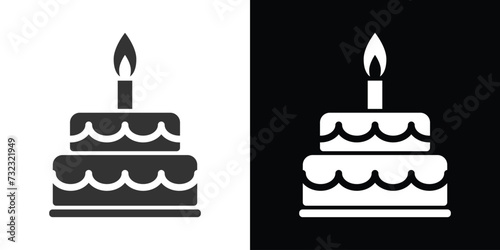 birthday cake with candles on black and white 
