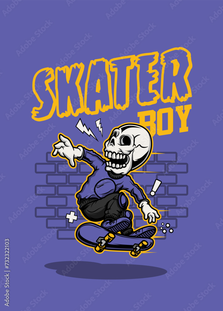 Fototapeta premium SKULL SKATER BOY