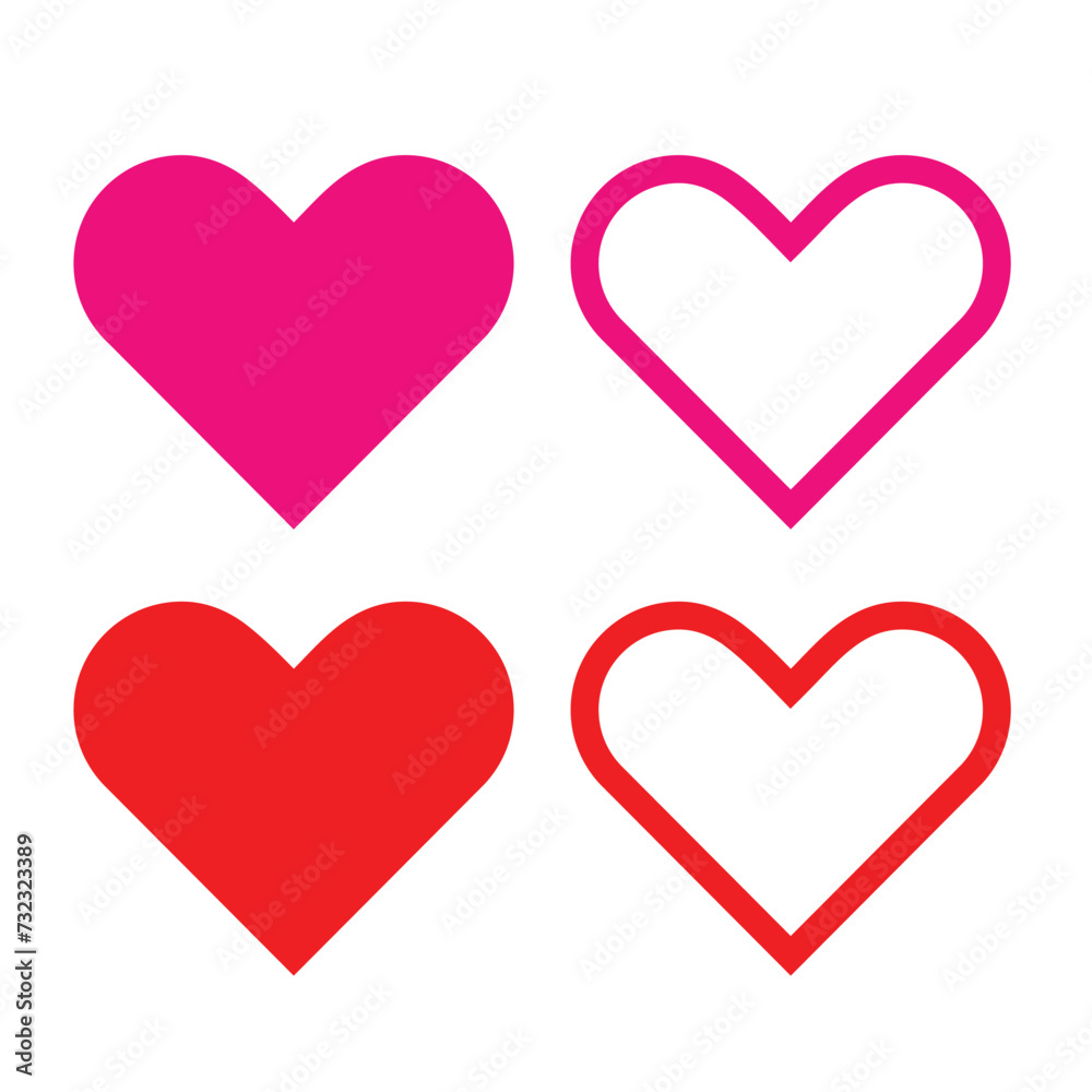 Hearts Love Design elements for Valentine's Day. Vector in flat style