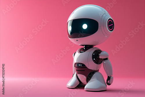 A cute robot ai character. 3D render style illustration © ink drop