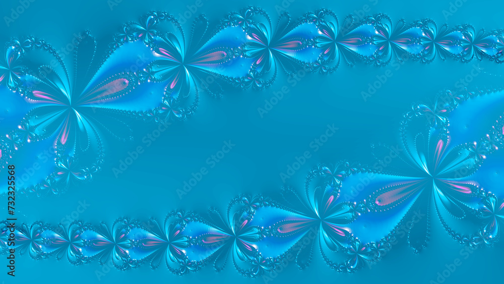 bright turquoise background with grey and purple creative floral design