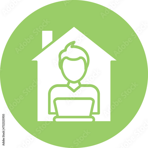 Man Working at Home Icon Style