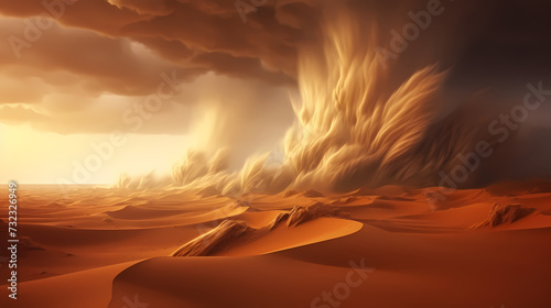 Desert background, desert landscape photography with golden sand dunes