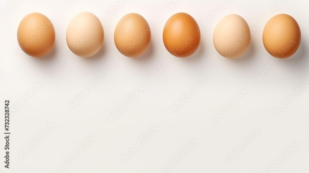 Chicken eggs on a white background. Healthy eating. A place for the text. Chicken eggs on a white background. Healthy eating. A place for the text.
