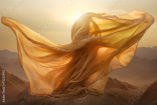 cloth flying on desert background