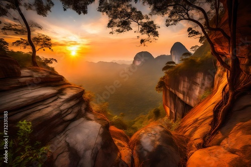 Sunset at Lomsak Cliff. National phuKradueng Loei Thailand