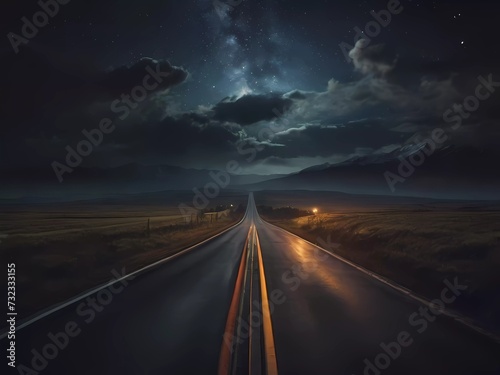 road in the night Road at night | nighttime road | empty road | highway at night | deserted road | moonlit road | dark road | asphalt road | paved road | long road | scenic road | winding road