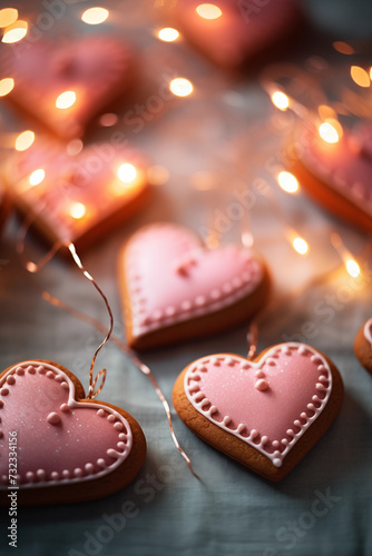 Heart gingerbread. Valentine's day background. Background of hearts