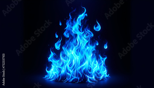 The cool blaze of neon blue flames set against a black void, ideal for fantasy themes or to represent abstract concepts of burning passion.
Generative AI. photo