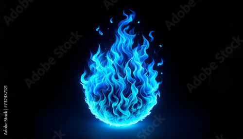 Abstract art of flickering blue flames against a dark background, depicting a cool yet intense inferno for dramatic and artistic compositions.
Generative AI. photo