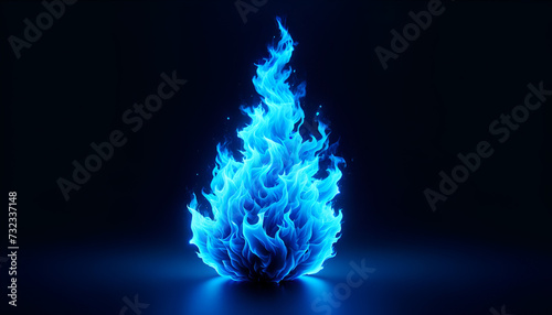 Abstract art of flickering blue flames against a dark background, depicting a cool yet intense inferno for dramatic and artistic compositions.
Generative AI. photo