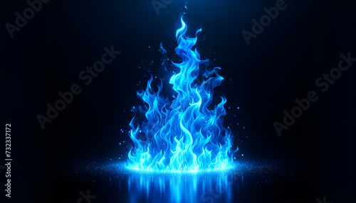 Vivid blue fire burns with an intense and magical flame, set against a pitch-black background, evoking a sense of wonder and surreal heat.
Generative AI. photo