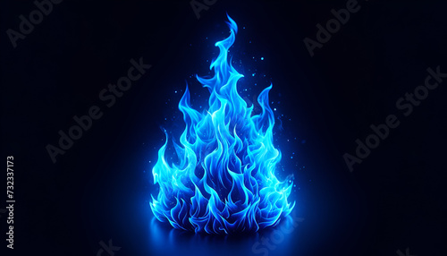 Vivid blue fire burns with an intense and magical flame, set against a pitch-black background, evoking a sense of wonder and surreal heat.
Generative AI. photo