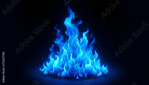 Vivid blue fire burns with an intense and magical flame, set against a pitch-black background, evoking a sense of wonder and surreal heat.
Generative AI. photo