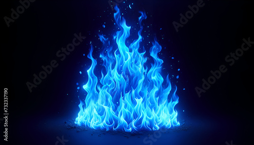 Vivid blue fire burns with an intense and magical flame, set against a pitch-black background, evoking a sense of wonder and surreal heat.
Generative AI. photo