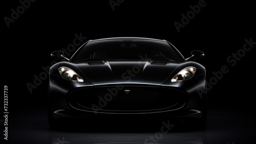 Black luxury sports car on dark background. © Samvel