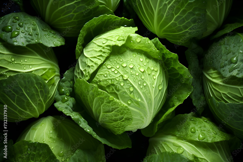 Fototapeta premium Food background - cabbage background, top view